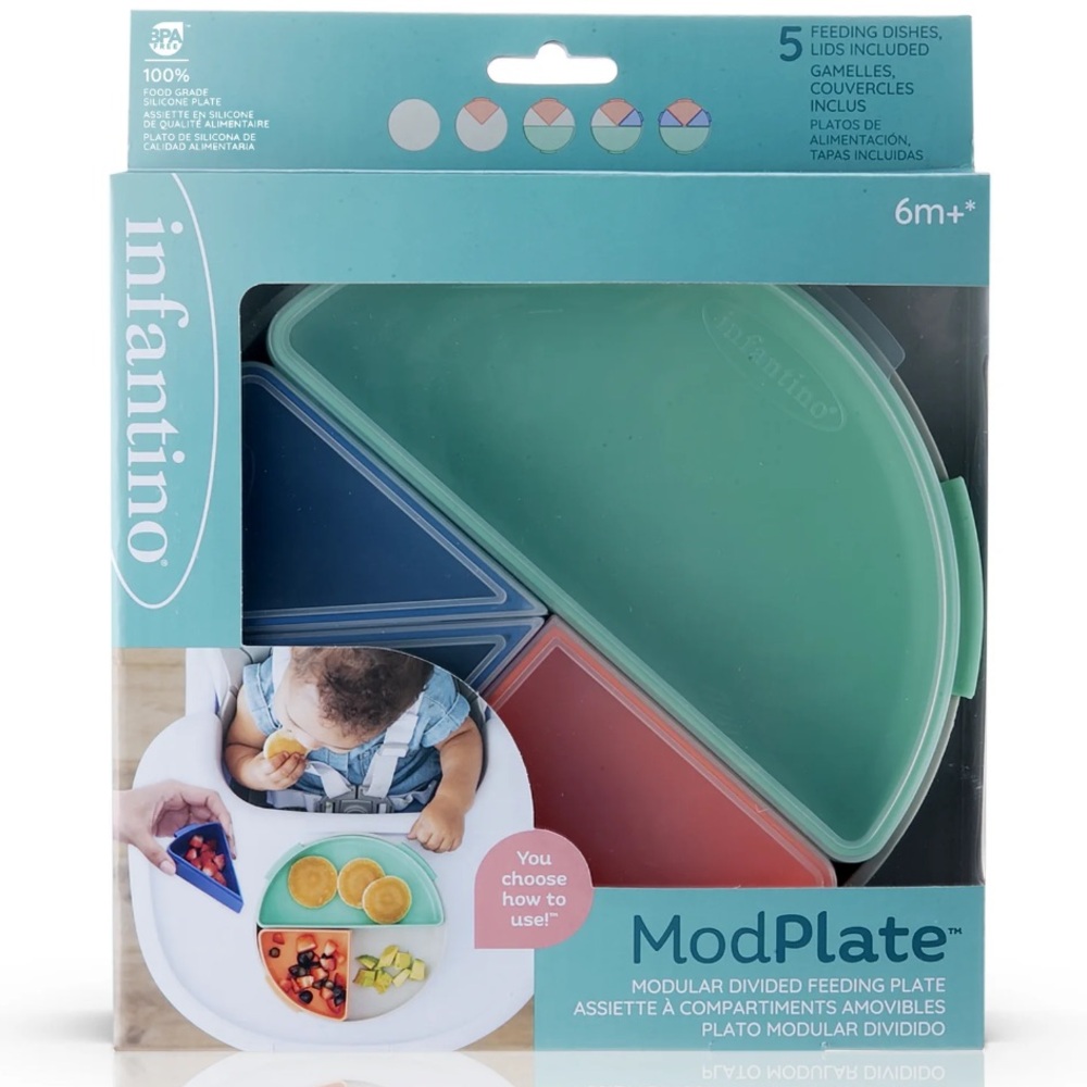 Infantino Mod Plate Led Weaning, Customizable Silicone Plate 1-Piece, Multicolor